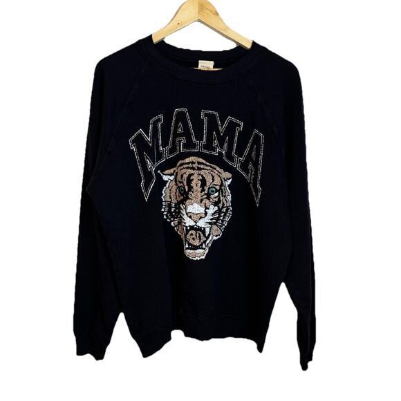 I Stole My Boyfriend’s Shirt Tops - I Stole My Boyfriends Shirt Black Tiger Mama Sweatshirt XL Distressed USA Made